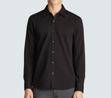 UNBOUND MEN'S MERINO BUTTON-UP SHIRT BLACK XXL