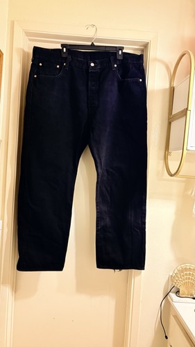 Levi's Men's Straight Black Cotton Denim Jeans Regular Fit Button Logo