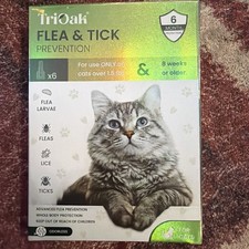TriOak Flea Tick Prevention for Cats-6 Doses , Whole Body Protection, Odorless