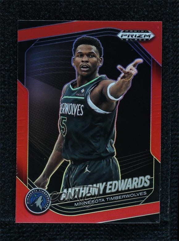 2024-25 Panini Prizm Black Red Prizm /299 Anthony Edwards #17