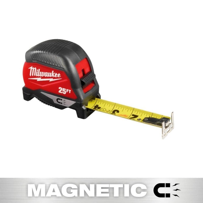 Milwaukee 25 ft. Compact Magnetic Tape Measure With Belt Clip 25 Foot Brand New!
