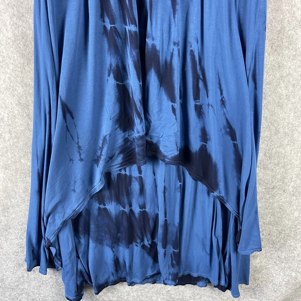 Maxi Vestido Reba Para Mujer XL Azul Estrás Cuentas Tie Dye Capas Elastizado Fluido Foto 3 de 4