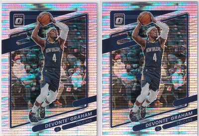 LOT (2) 2021-22 OPTIC PRIZMS PULSAR DEVONTE' GRAHAM NEW ORLEANS PELICANS d3063