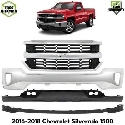 Front Bumper Chrome & Grille Assembly Kit For 2016-2018 Chevrolet Silverado 1500
