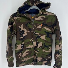 Polo Ralph Lauren Kids Camo Full Zip Hoodie Sweatshirt Size M 10-12 Pony Logo