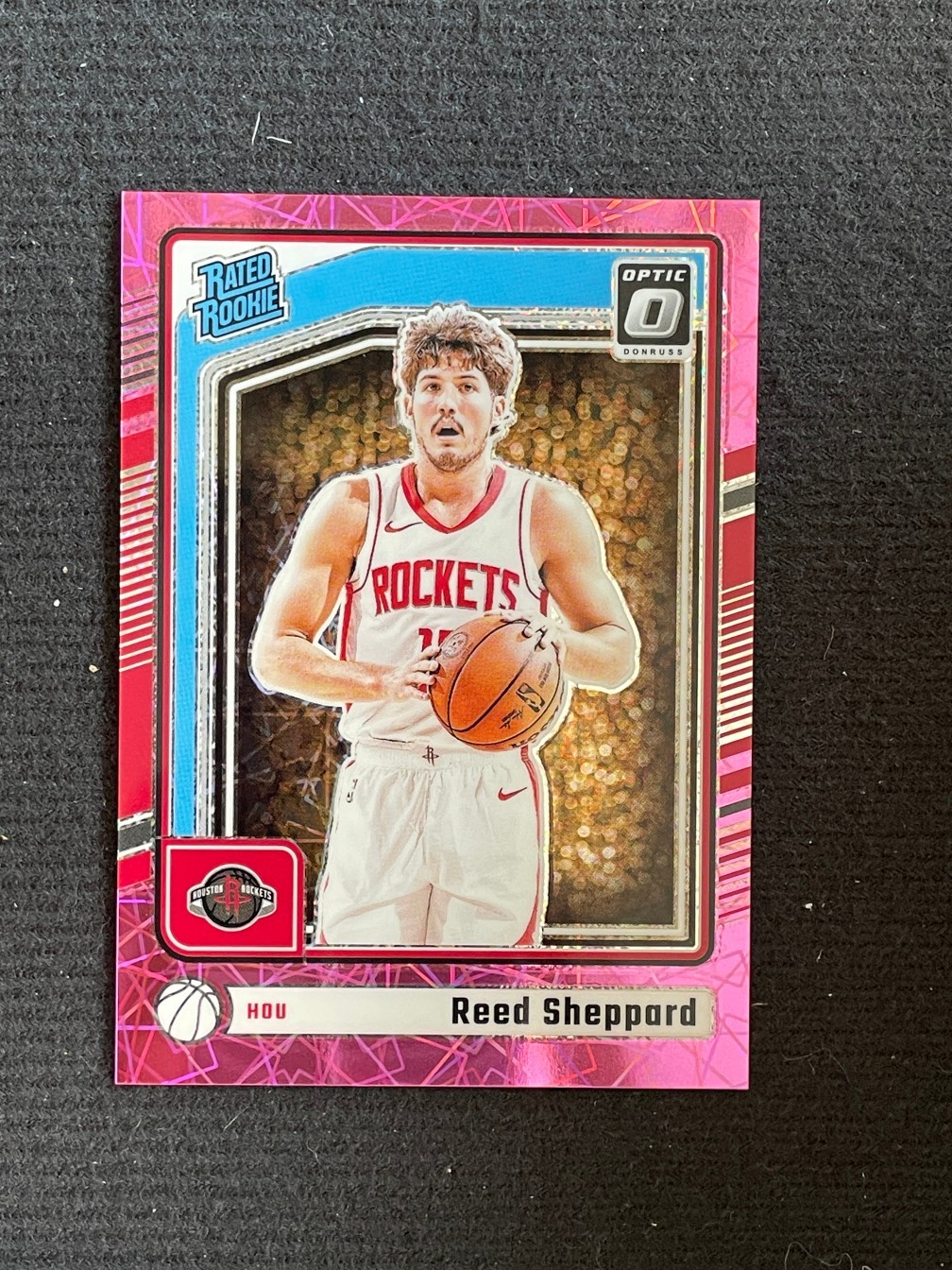 Reed Sheppard 2024-25 Panini Donruss Optic RC Pink Velocity /79 #255