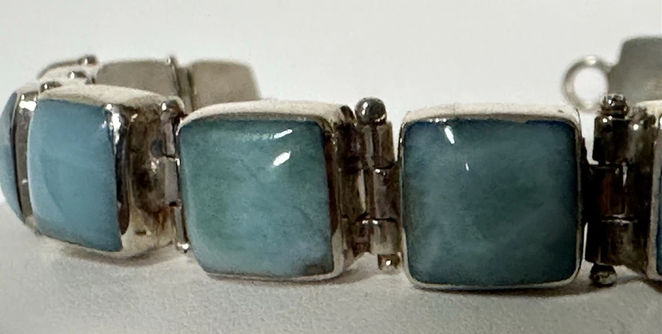 Echter Larimar Rechteck Armband aus 925er Silber - Bild 2 von 4
