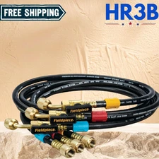 Fieldpiece HR3B Ball Valve Refrigerant Hose Set (3) with Color Tags - 1/4" x 1/4