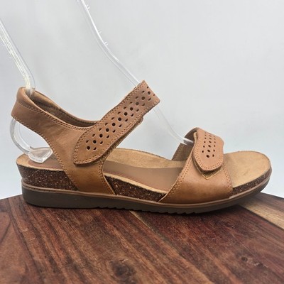 Rockport Cobb Hill May Wave Sandals Women's 8.5W Wide Brown Leather Cork Wedge