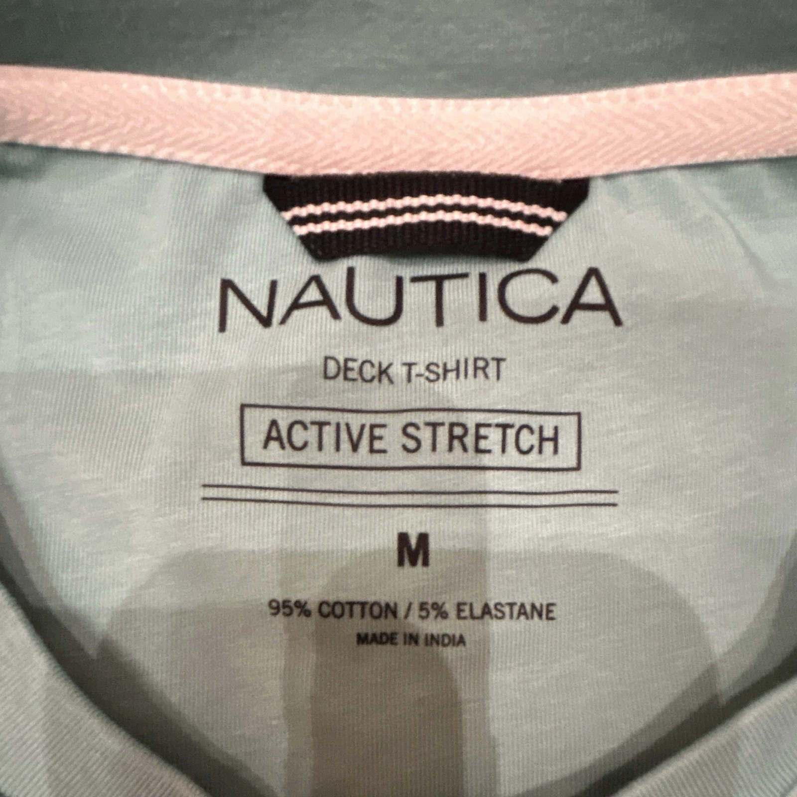 Nautica Deck T-Shirt Men’s M Blue Stretch Pocket Logo Crew Neck Short Sleeve - product detail image 2