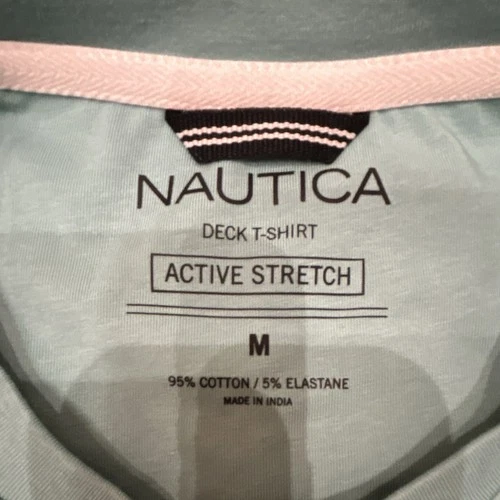 Nautica Deck T-Shirt Men’s M Blue Stretch Pocket Logo Crew Neck Short Sleeve image 2