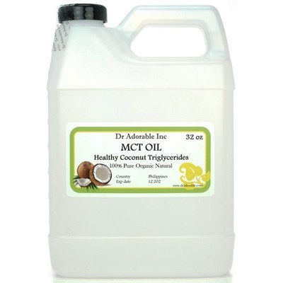 32 OZ PURE PREMIUM MCT OIL 100% COCONUT SOURCED VEGAN NATURAL by DR.ADORABLE