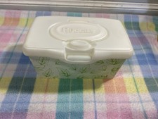 Vintage Baby Wipes Empty Pop Up Container Tub Refillable Green Leaves