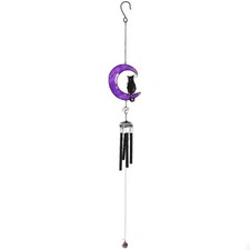 Black Cat on Moon Metal Windchime Outdoor Wind Chime 15.75 Inch