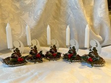 Vintage Metal Cutout of Praying Angel taper candle holders S/5