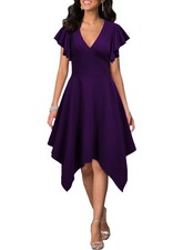 WOOSEA Women's Deep V Neck Formal Dress Hem Asymmetrical A Line Party Cocktai...