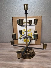 Vintage Christmas Tree The Candle Holder Brass Ucagco Japan MCM Broken Music Box