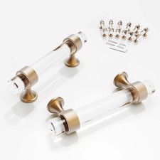 CEYMIO 76mm 3" Champagne Bronze Crystal Glass Cabinet Handles 6Pack Drawer Pulls