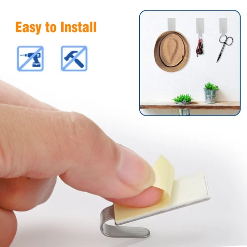 Gancho autoadhesivo de acero inoxidable para puerta de pared de baño de 12 piezas soportes adhesivos fuertes - Imagen 7 de 14