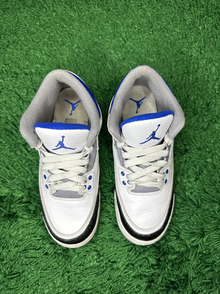 Nike Air Jordan 3 Retro GS Racer Blue White Shoe 398614-145 Youth Size 4Y  - Image 2 of 4
