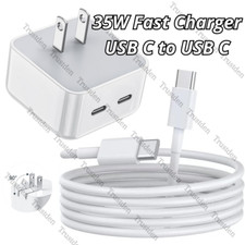 USB-C to Type C Fast Charge Cable 35W Dual Port Power Adapter For Samsung Google