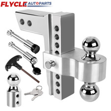 Adjustable Trailer Hitch 2.5 Receiver 8 Droprise Aluminum 18500lbs W 2 Locks