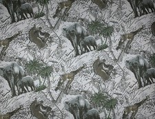 Animal cotton fabric, safari jungle elephant zebra giraffe grey craft clothing