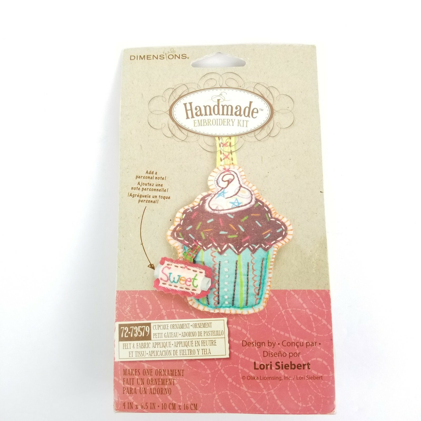 Cupcake Ornament Sweet Embroidery Kit by Dimensions 72-73579 NEW-image