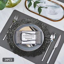 24pcs Plates Charger Parties Banquet Dinner Tableware Coral Reef Texture Decor
