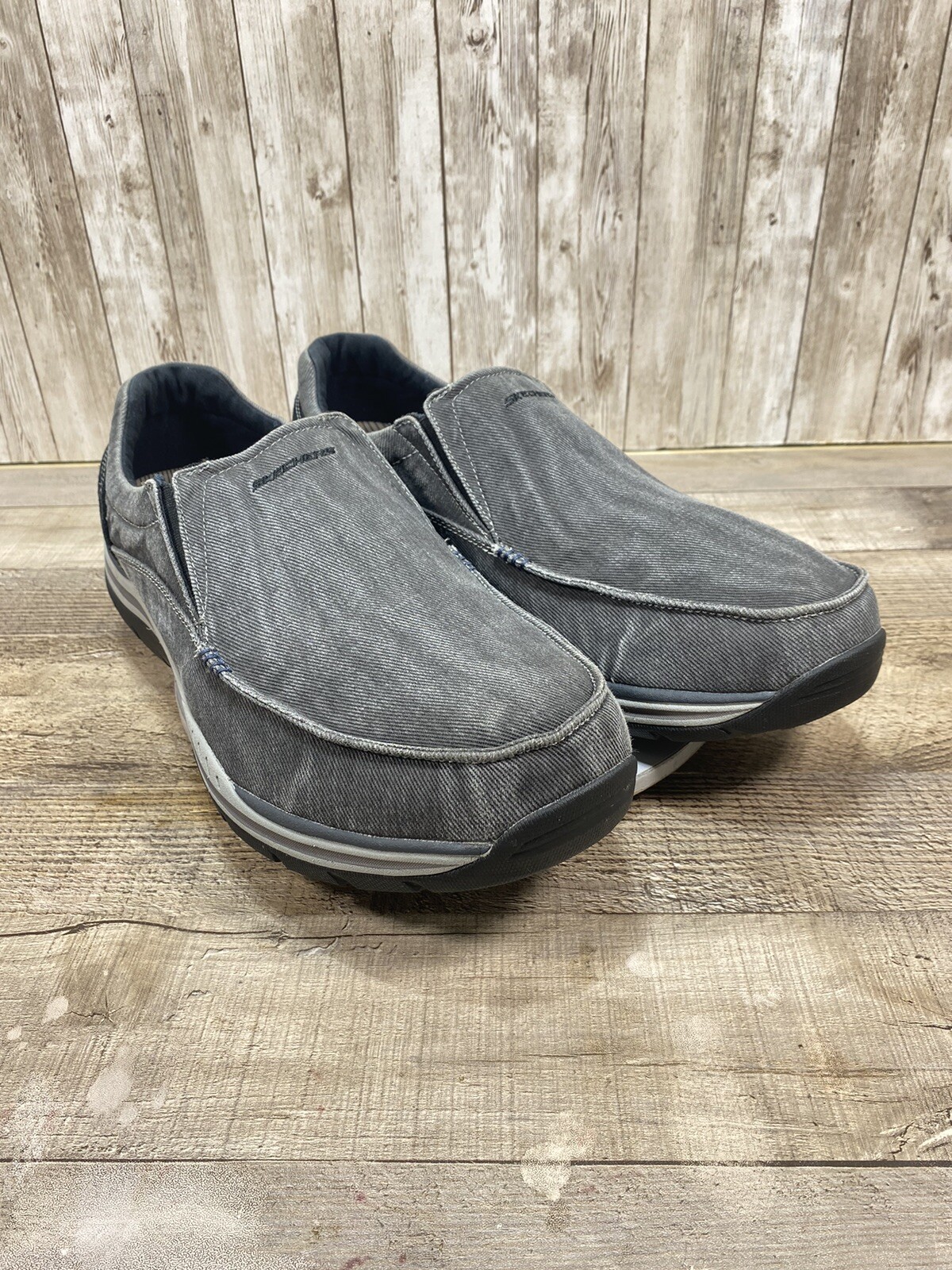 Skechers Mens Extra Wide Fit Relaxed Fit Black Textile Size 15