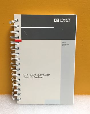 HP / Agilent 08720-90289 8719D/20D/22D Network Analyzer Quick Reference Guide