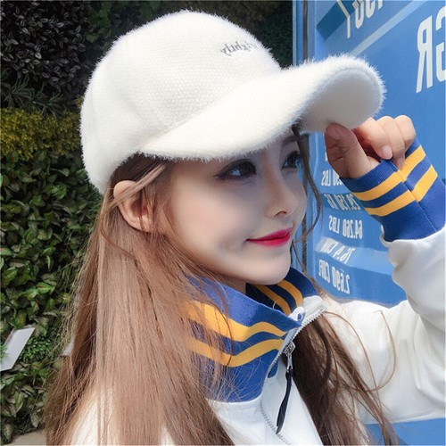 Korean Rabbit hair blended baseball cap 