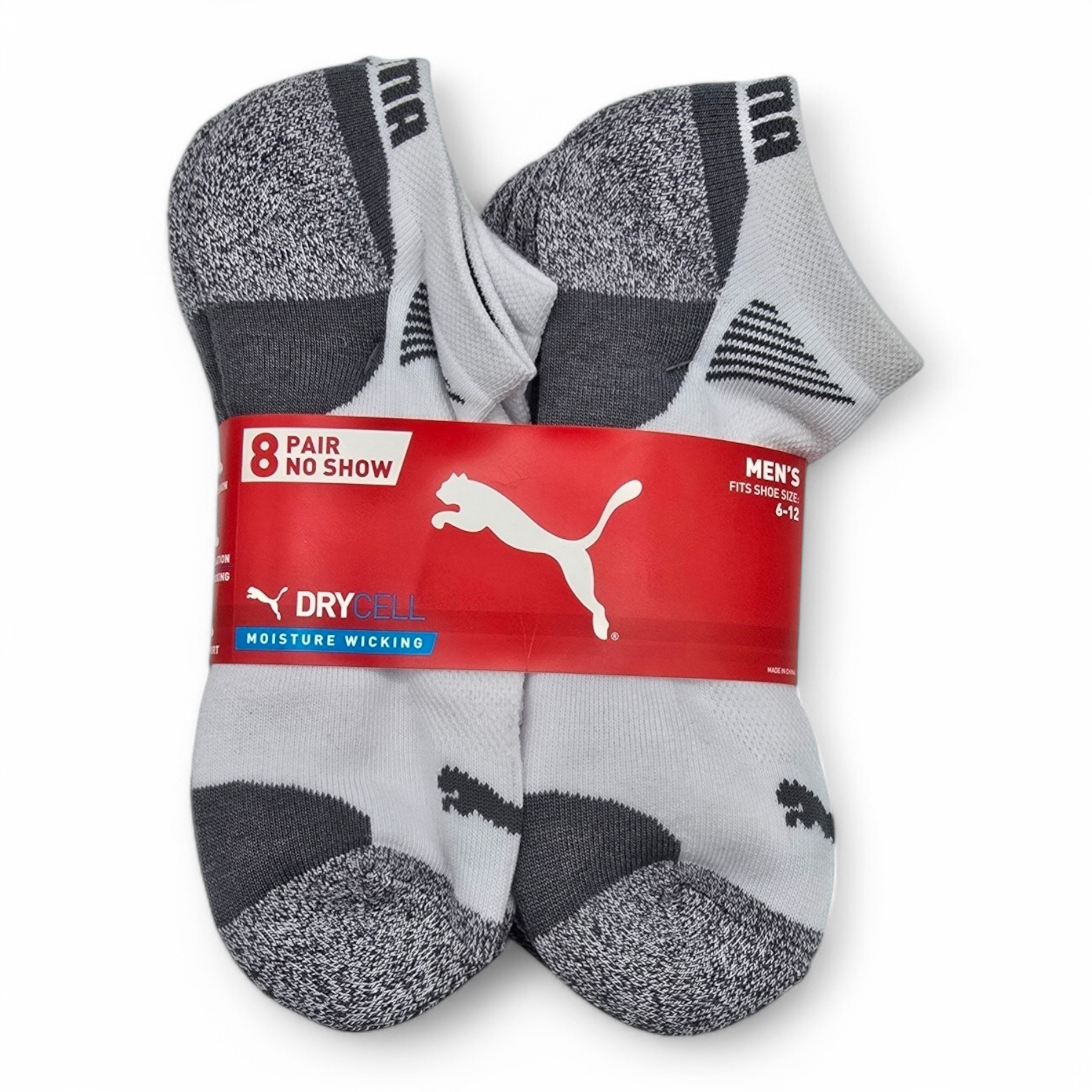 Men's white Puma socks Low cut  No Show white socks 8 Pair
