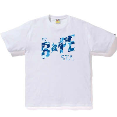 BAPE WHITE BLUE ABC CAMO BAPE STA TEE WHITE
