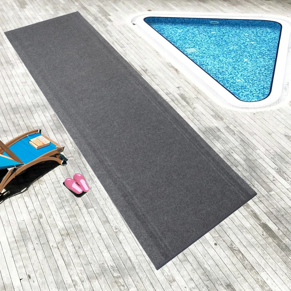 Anti Slip Light Weight Low Profile Gray Rug Runner Hallway Office Outdoor - Image 3 of 4