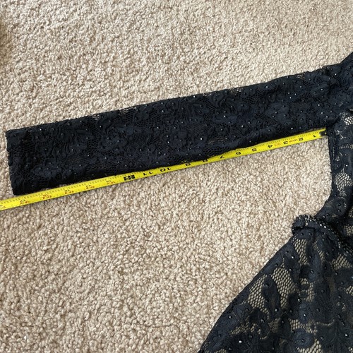 La Femme Women’s Black/Tan Beaded Lacy Belted Zip Open Back Party Dress Size 10 - 第 7/14 張圖片