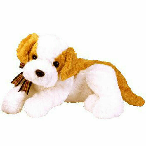 13" Ty Beanie Buddy Darling Puppy Dog Plush White Tan 2002 Stuffed