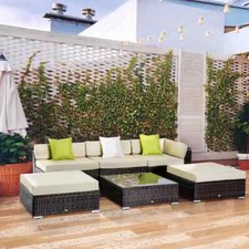 Image of 5 Seater Rattan Garden Sofa Set with Coffee Table for Patio Outdoor Lounge Seats