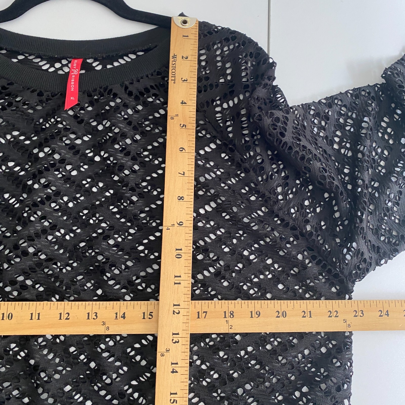 Ruby Ribbon Crochet Pullover Top Size Pullover Cr… - image 8