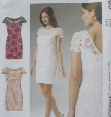 McCall's Pattern 6505 Misses lined lace overlay dress Size  6-14 uncut