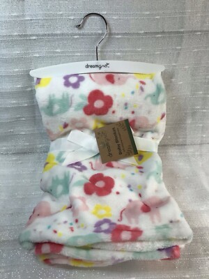 Dreamgro Girls Floral Elephant Baby Blanket Security Lovey Plush Dream Gro NEW