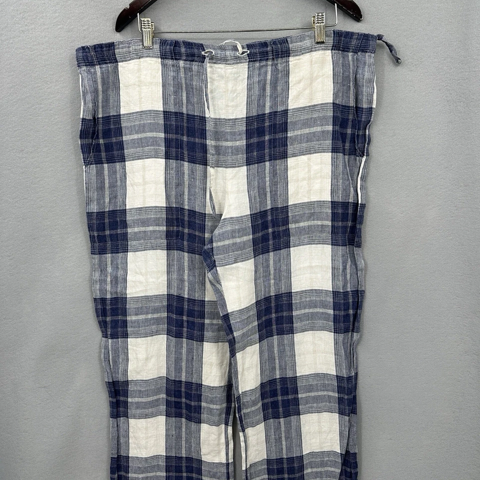 Pantalones Eskandar de lino de pierna ancha para mujer L a cuadros Lagenlook silencioso Cottagecore LEER Foto 4 de 4