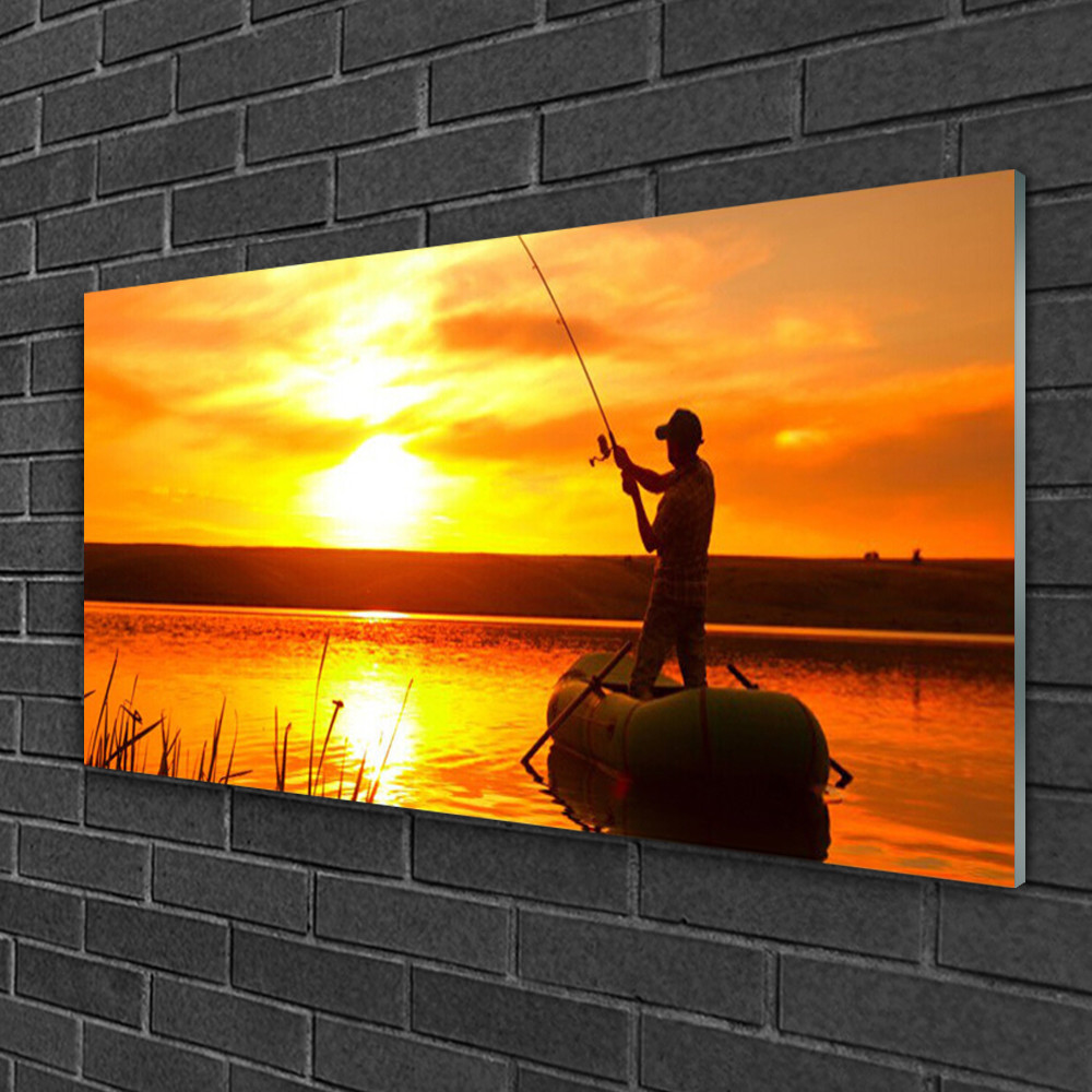 Tableau sur verre cuisine Tulup 100x50 cm anti-humidité motif pêcheur mer