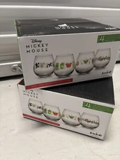 JOY JOLT DISNEY Limited Edition Drinking Glasses Set of 8 - Mickey Minnie Goofy
