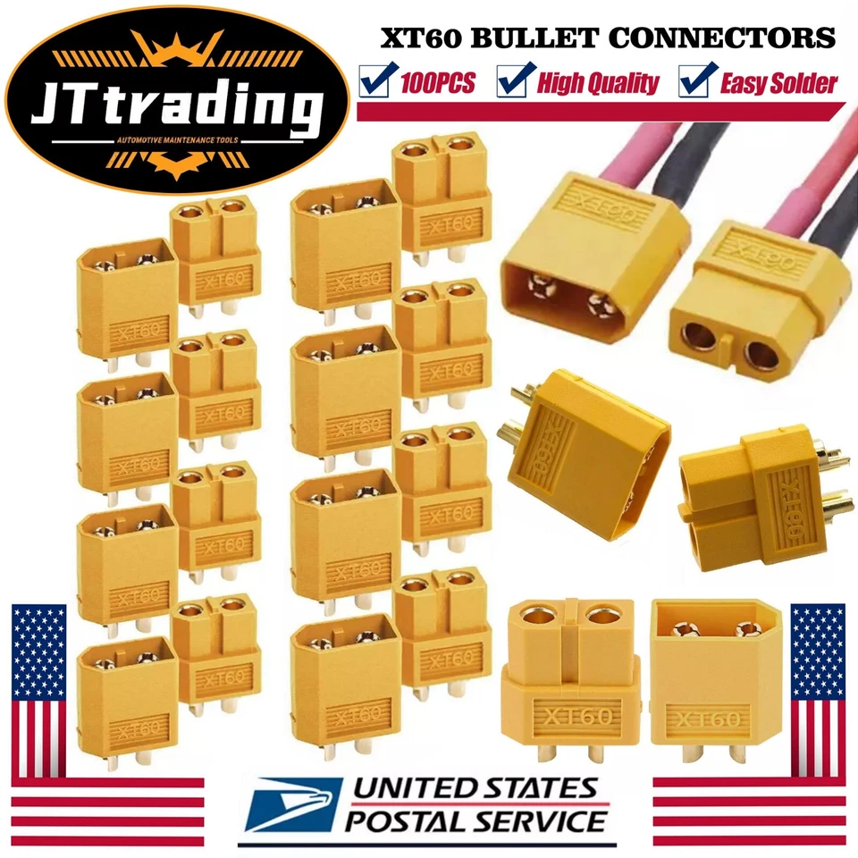 XT60 Bullet Connectors Gold Plated RC Lipo DIY Plug Power Battery XT-60 5~50Pair - Image 4 of 4