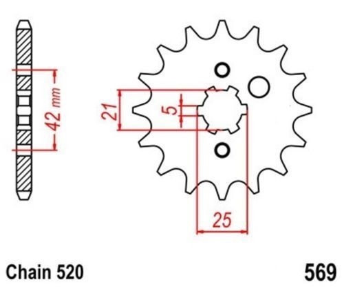 Pignon sortie boite 14 dents chaîne 520 pour balades en Kawasaki Z 250