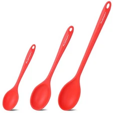 3 Pcs Silicone Spoons Set of 7.9 10.6 14.2 inch for Cooking Heat Resistant Ki...