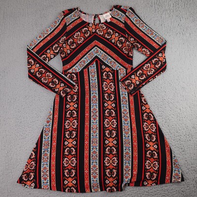 Knox Rose Dress Womens Small Mulitcolor Floral Long Sleeve Key Hole Neck  Boho | eBay