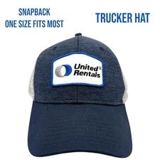 United Rentals Mesh Embroidered Adjustable Snapback Trucker Hat Blue Gray NWOT