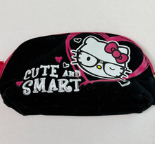 Hello Kitty NERD Sanrio Canvas Pouch Pencil Bag Makeup Stuff Clutch CUTE  SMART